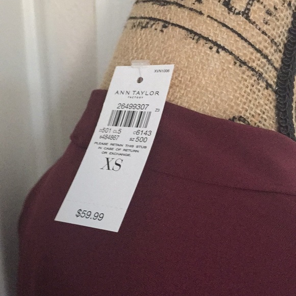 Ann Taylor Factory Burgundy Faux-Wrap Top - Picture 7 of 8
